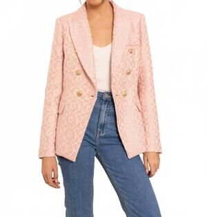 NEW ATTENTIF double breasted tweed blazer in pink